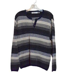 Shenandoah Vintage Henley Striped Knit Pullover Sweater Top Ladies Size S
